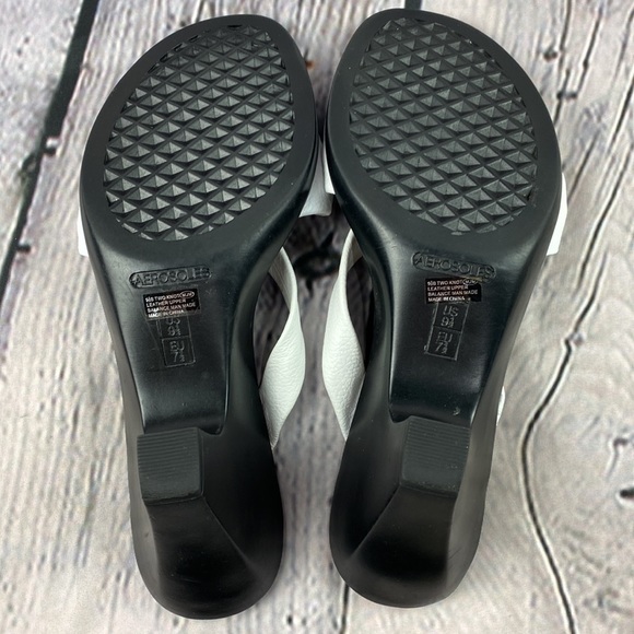 A2 by AEROSOLES White & Black Leather Slip On Comfy Heels - Picture 12 of 17